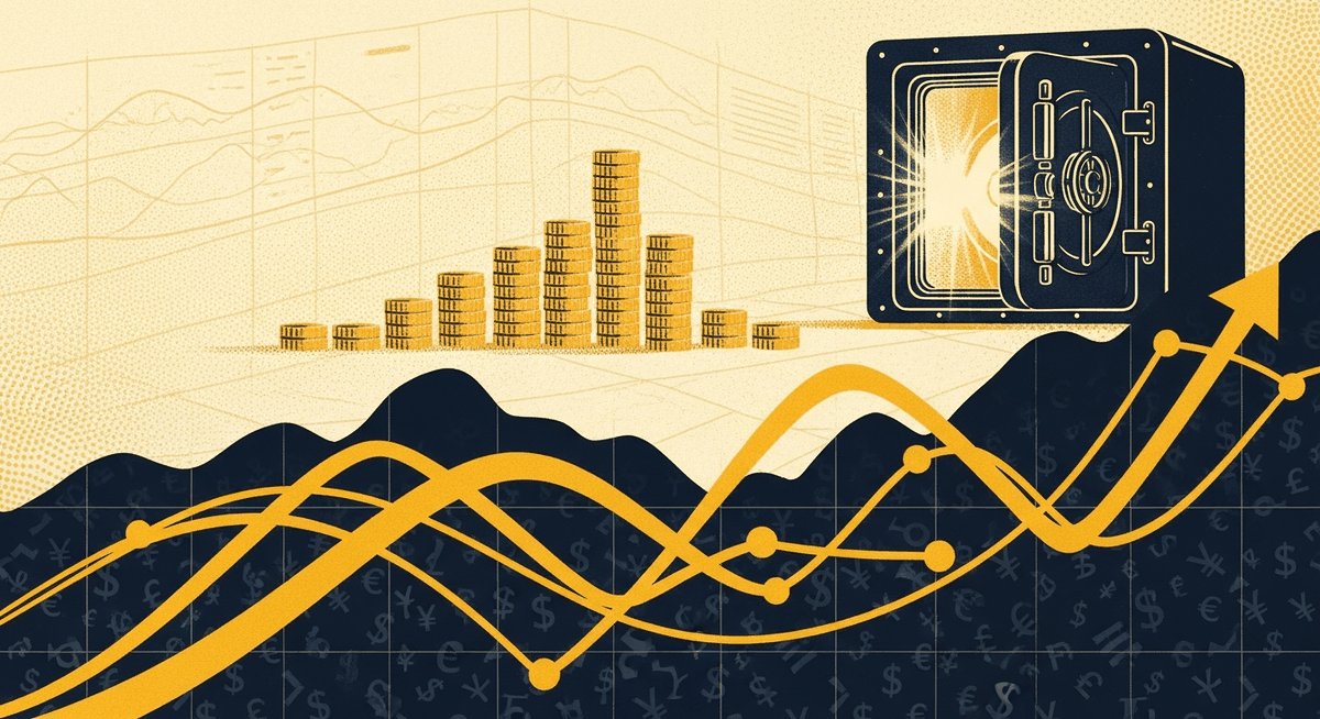 Finance AI automation - halftone dollar sign with reconciliation dashboards representing 52% faster processing